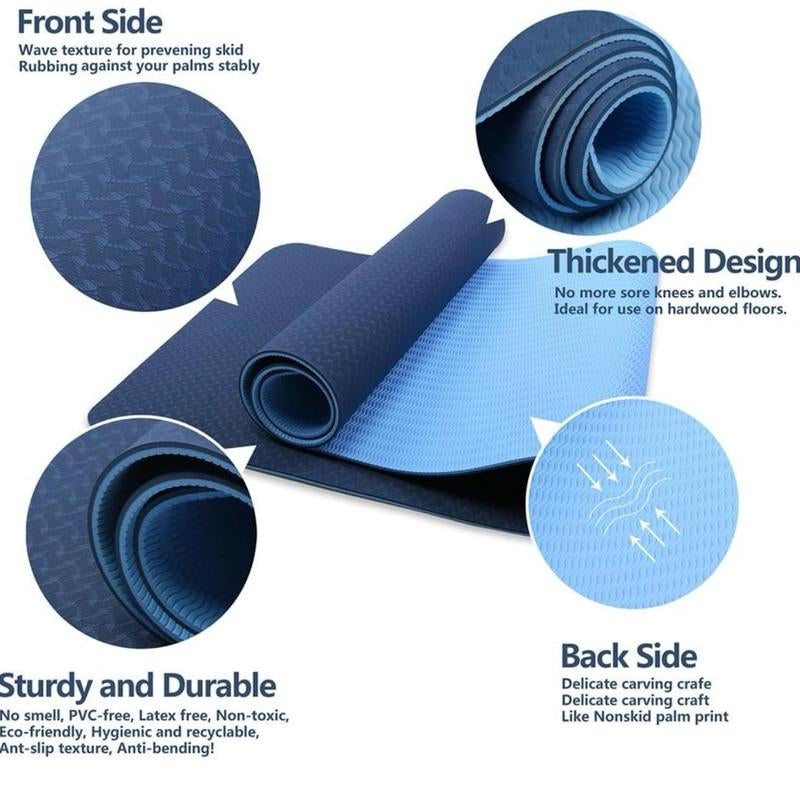 Yoga Mat Non Slip Exercise Mat Extra Thick Workout Mat for Yoga, Eco Friendly Exercise Yoga Mat High Density Fitness Pilates Mat with Carrying Strap, 72"X 24"X 6Mm