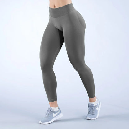 Seamless Women Solid Waist Yoga Pants Three-Section Waist Sexy Hip-Lifting Tight Sports Pants Fitness Exercise Yoga Pants